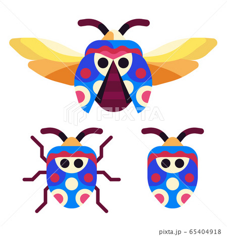 Exotic Picasso Bug Icons In Flat Designのイラスト素材