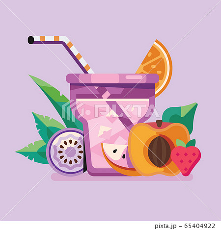 Exotic Fruit and Berry Summer Smoothie Cocktail 65404922