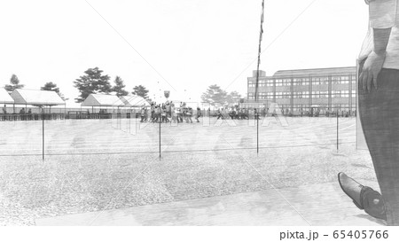 学校 運動会 玉入れ 観客有り 建物有り イラスト26のイラスト素材