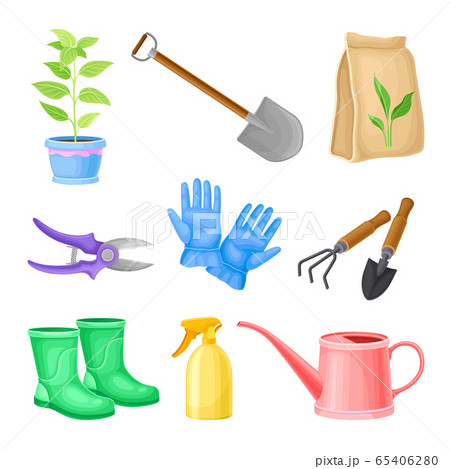 Garden Tools with Watering Can and Ironmongery Vector Set 65406280