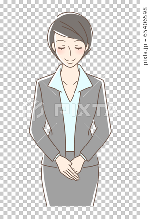 お辞儀をする正面向きの女性 65406598
