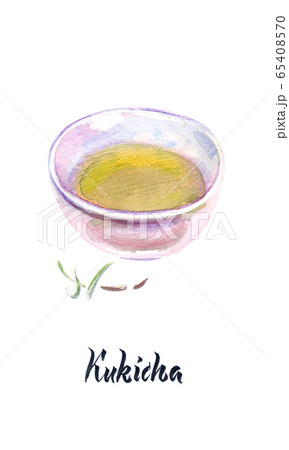 Illustration of Japanese tea, Kukicha tea 65408570