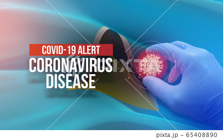 COVID-19 alert, coronavirus disease - letter typography text. Medical virus molecular concept with flag of St. Lucia. 3D illustration. COVID-19 alert, coronavirus disease - letter typography text. Medical virus molecular concept with flag of St. Lucia. 3D illustration. 65408890