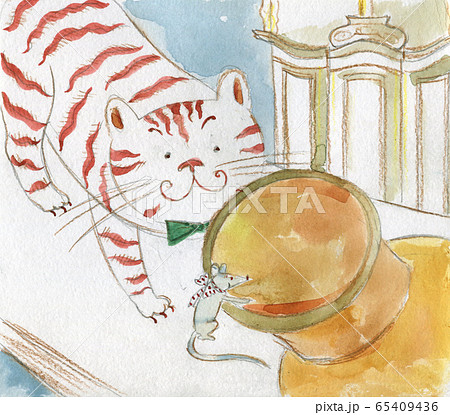 Friendship of cat and mouse, eating of fat in church 65409436