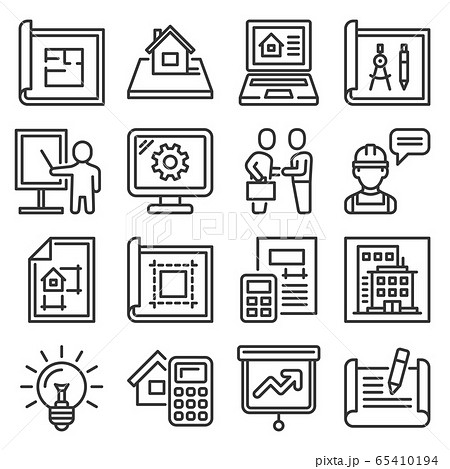 Project and Building Design Icons Set. Line Style Vector Project and Building Design Icons Set. Line Style Vector 65410194