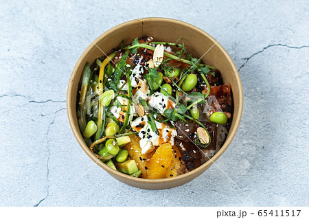 Traditional Hawaiian Poke with vegetables 65411517