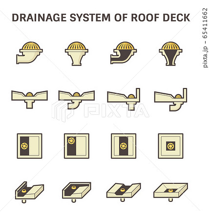 Roof deck and drainage equipment vector icon set 65411662