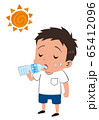 イラスト素材：水を飲む男の子　子供　熱中症 65412096