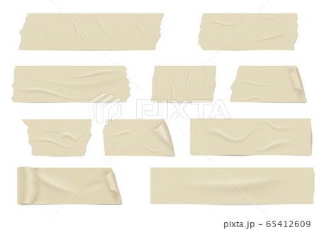Slices of a adhesive tape with shadow and wrinkles. 65412609