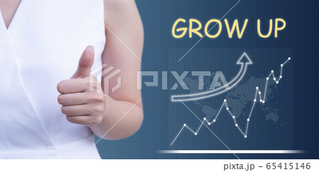 Global business growth up concept, Woman with thumbs up 65415146