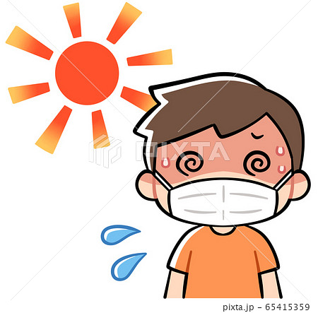 マスク熱中症 男の子 のイラスト素材