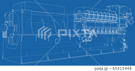 Diesel generator. The layers of visible and invisible lines are separated. EPS10 format. Wire-frame 65415448