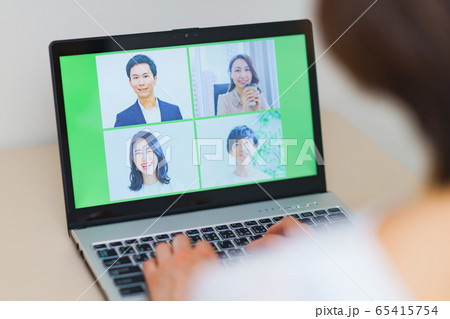 ビデオチャット　web会議　ウェブ会議　テレワーク　リモートワーク　会議　チーム　コロナショック 65415754