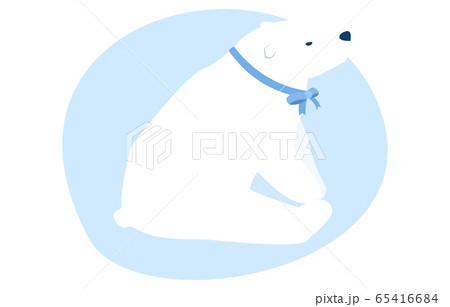 座って右を向く白くまのイラストのイラスト素材