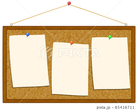 メモを貼ったコルクボードのイラスト素材