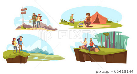 Camping flat vector illustrations set Camping flat vector illustrations set 65418144