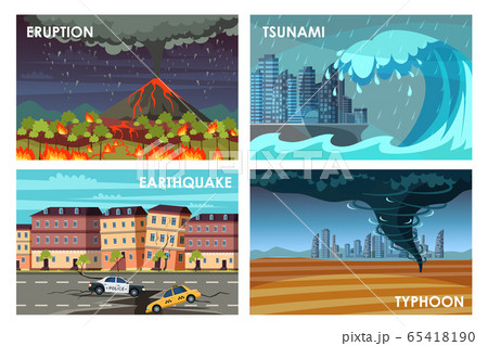 Natural disasters flat vector illustrations set 65418190