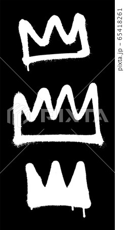 Sprayed crowns with overspray in white over black. Vector illustration. 65418261