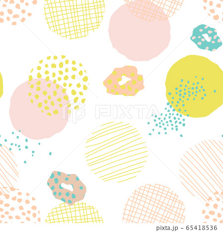 Vector Feminine Pastel Abstract Circle Pattern with Dot & Line Element 65418536