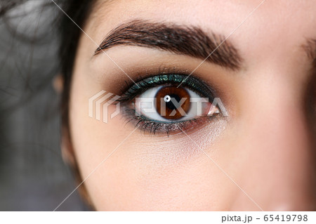 Attractive millennial female right dark brown eye Attractive millennial female right dark brown eye 65419798