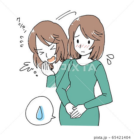 尿漏れに悩む妊婦のイラスト 尿漏れに悩む妊婦のイラスト 65421404