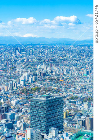 都市風景　サンシャインシティ60展望台から見た関東平野　富士山【東京都】 65421746
