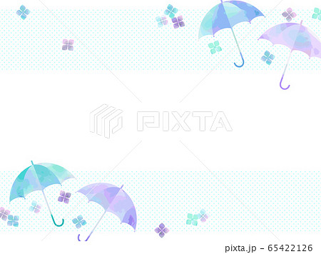 傘と紫陽花のイラスト背景のイラスト素材