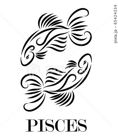 Black Line Vector Logo Of Two Fish It Is Sign のイラスト素材