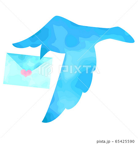 青い鳥 手紙 水彩のイラスト素材