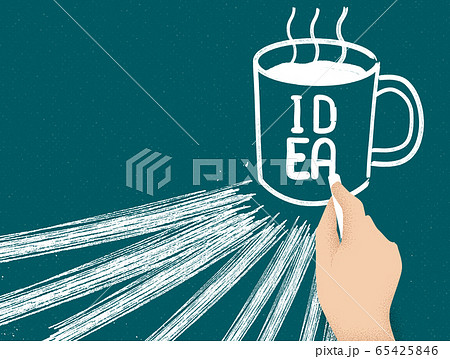Hand drawing coffee cup with idea text on it Hand drawing coffee cup with idea text on it 65425846