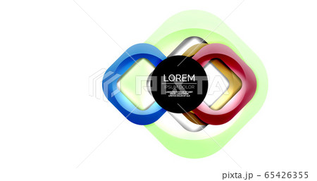 Square geometric vector abstract background, dynamic modern minimal template. Multicolored square shapes with round corners overlapping each other Square geometric vector abstract background, dynamic modern minimal template. Multicolored square shapes with round corners overlapping each other 65426355