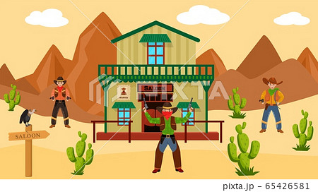 Cowboy Near Salon Is Attacking Masked Criminal Stock Illustration