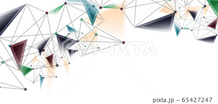 Line points connections, triangular technology design. Abstract geometric background 65427247