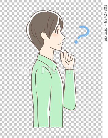 Side profile of a man who feels anxiety, doubts and worries Side profile of a man who feels anxiety, doubts and worries 65427803