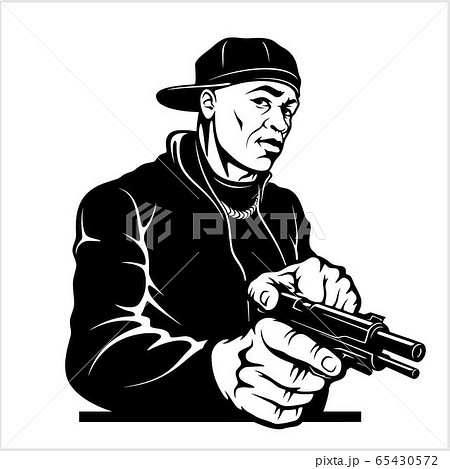 Man with Gun. Ghetto Warriors. Vector illustration isolated on white 65430572