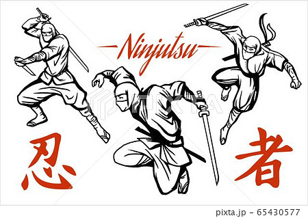 Ninja Warrior Vector Illustration Silhouette のイラスト素材