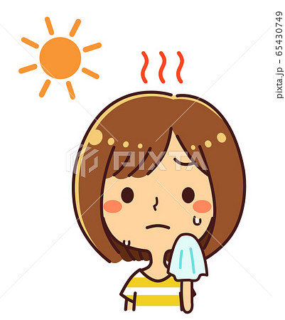 熱中症 女性 夏 太陽のイラスト素材