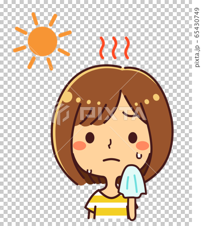 熱中症 女性 夏 太陽のイラスト素材