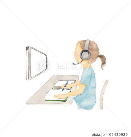 オンライン学習 ノートブックのイラスト素材