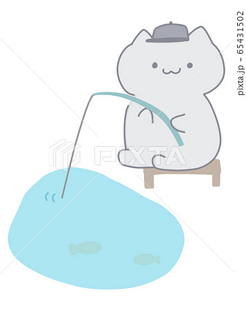 釣りをするネコ 65431502