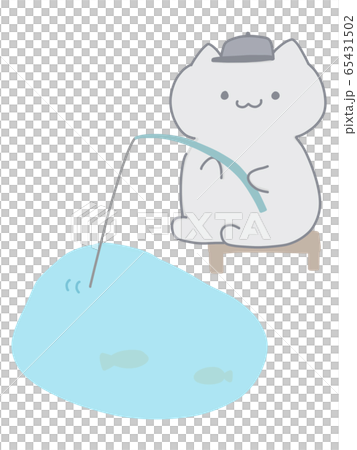 釣りをするネコ 65431502