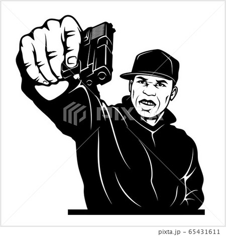 Man with Gun. Ghetto Warriors. Vector illustration isolated on white Man with Gun. Ghetto Warriors. Vector illustration isolated on white 65431611