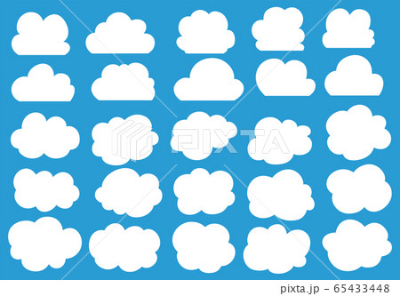 雲 天気 フレーム 空 風景 シンプル かわいい イラスト セットのイラスト素材