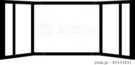 開いた窓 窓枠 フレーム 景色 マイホーム インテリア 壁 イラストのイラスト素材