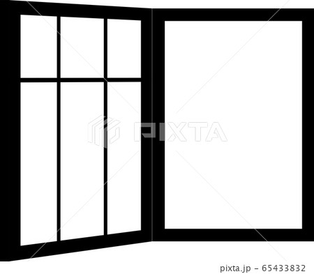 開いた窓 窓枠 フレーム 景色 マイホーム インテリア 壁 イラストのイラスト素材