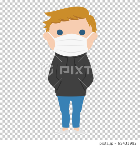 Illustration of a young blond man with a mask. Illustration of a young blond man with a mask. 65433982