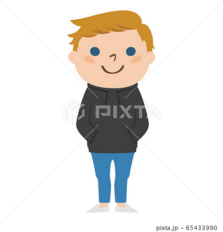 黒いパーカーを着た 金髪の若い男性のイラスト のイラスト素材