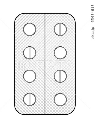 Outline style blister with round pills isolated illustration 65434613