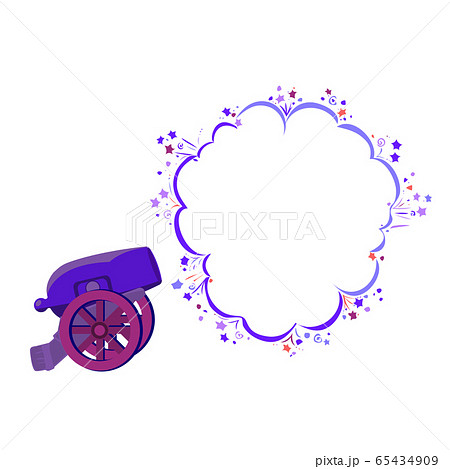 Shot from an ancient cannon with speech bubble Shot from an ancient cannon with speech bubble 65434909