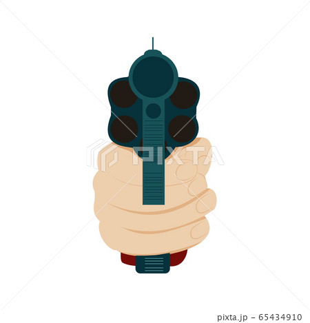 Hand holding gun in front view, vector Hand holding gun in front view, vector 65434910